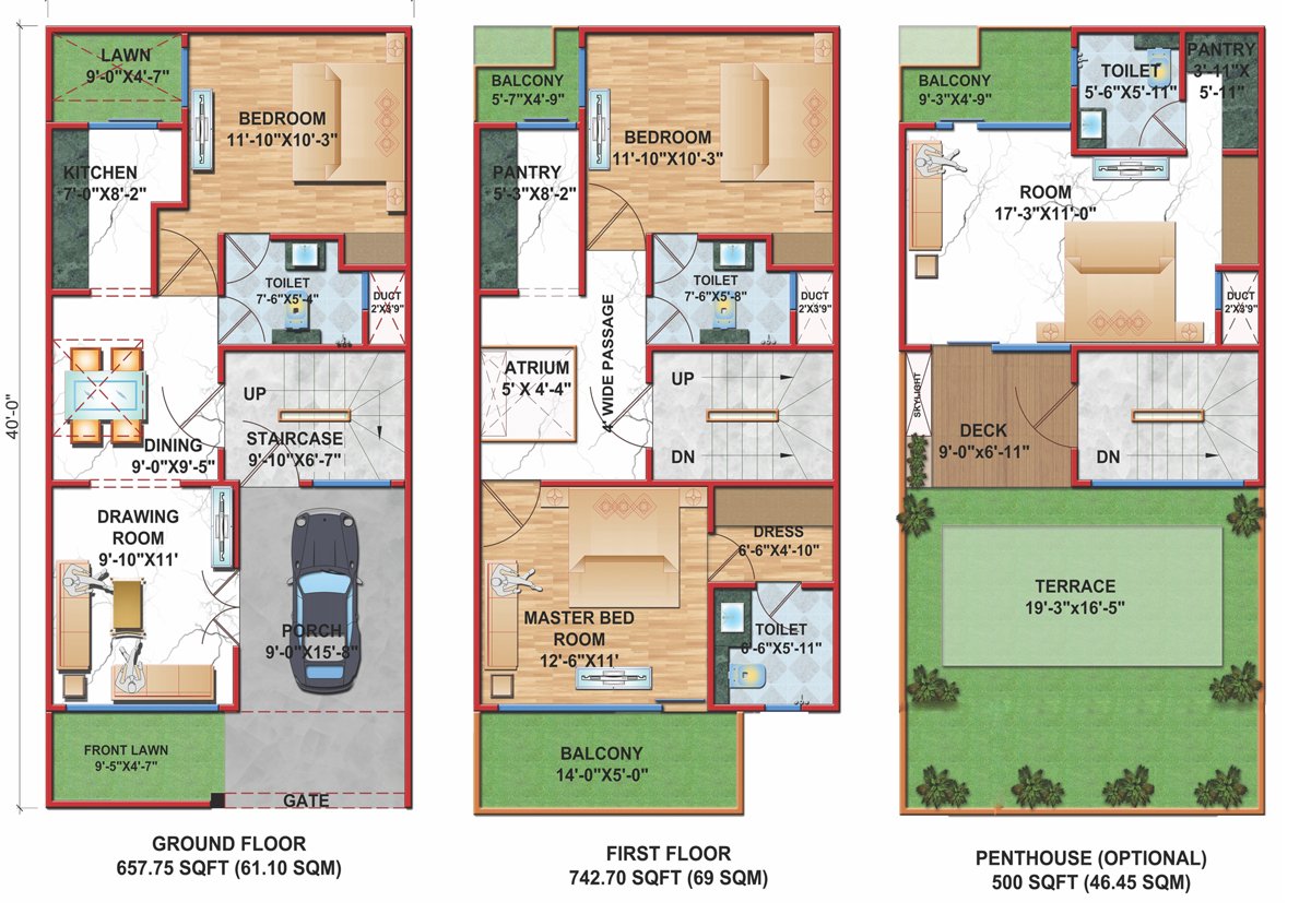 3 BHK Villa Floor Plan Vanshika Ontario Lucknow
